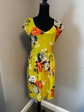 Anthropology Dress Moulinette Soeurs Chartreuse Floral V-Neck Midi Dress